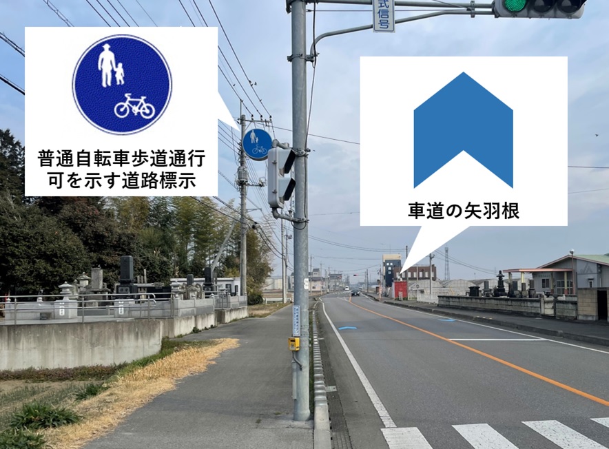自歩道と矢羽根 自歩道と矢羽根
